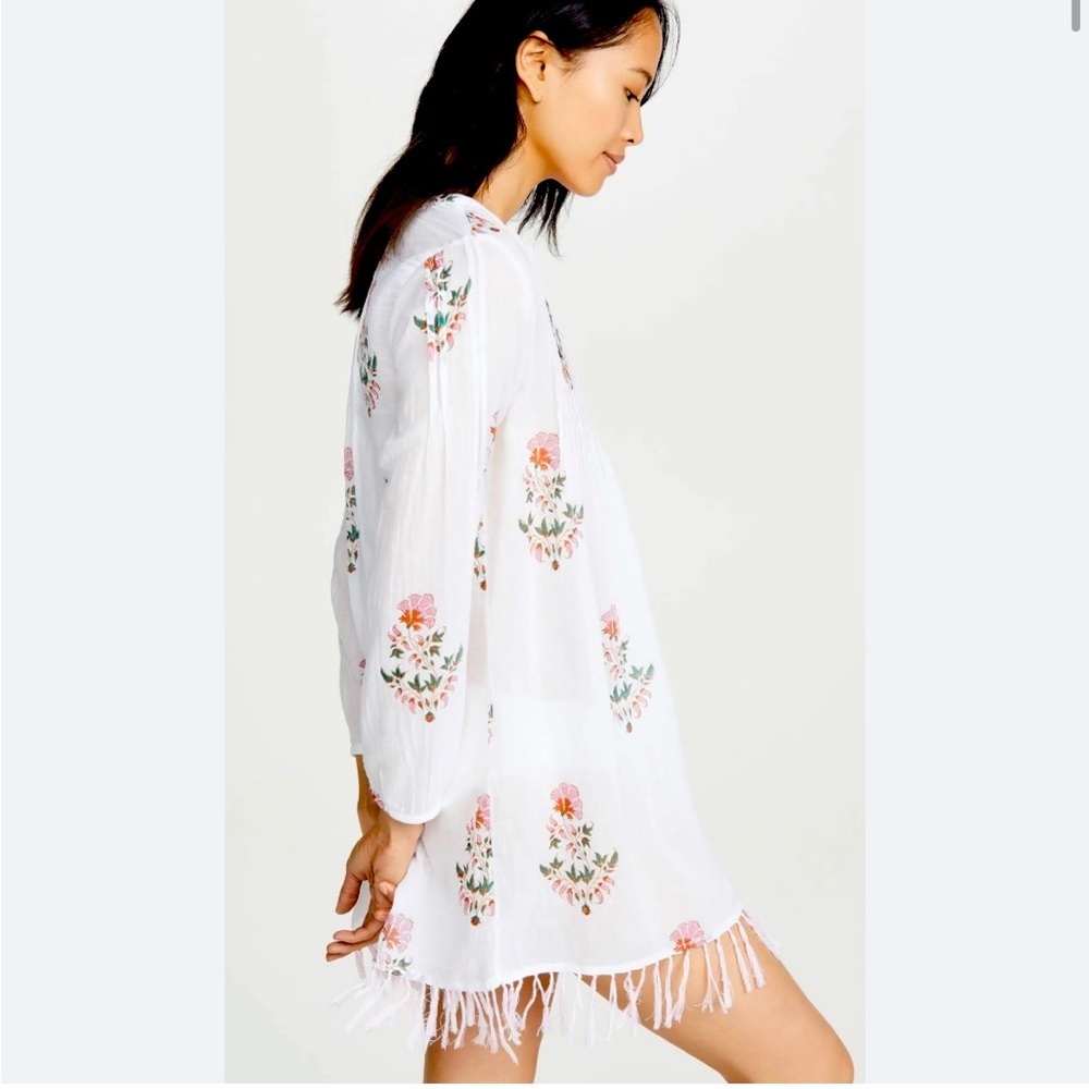 ROLLER RABBIT Pink White Fringe Arelle Ziva Tunic Top $148 Retail SIZE MEDIUM - Picture 5 of 12